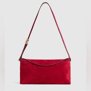 MADEWELL The Date Night Shoulder Bag, Red Suede Gold Hardware Like New with Tags